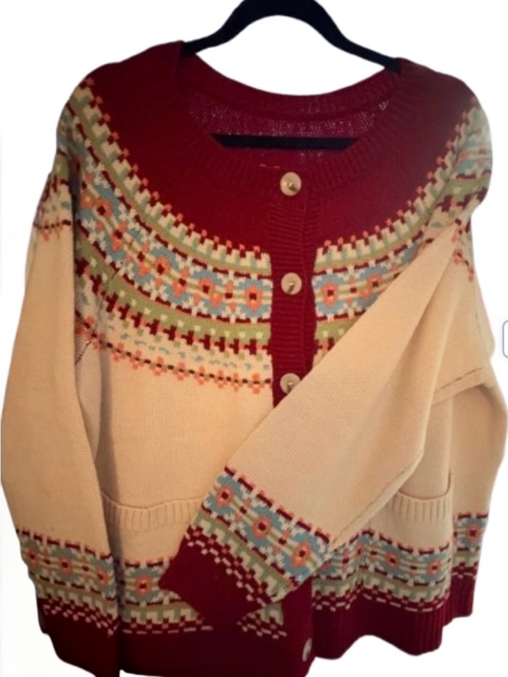 Bloomchic Fair Isle Button-Up Sweater Cardigan
